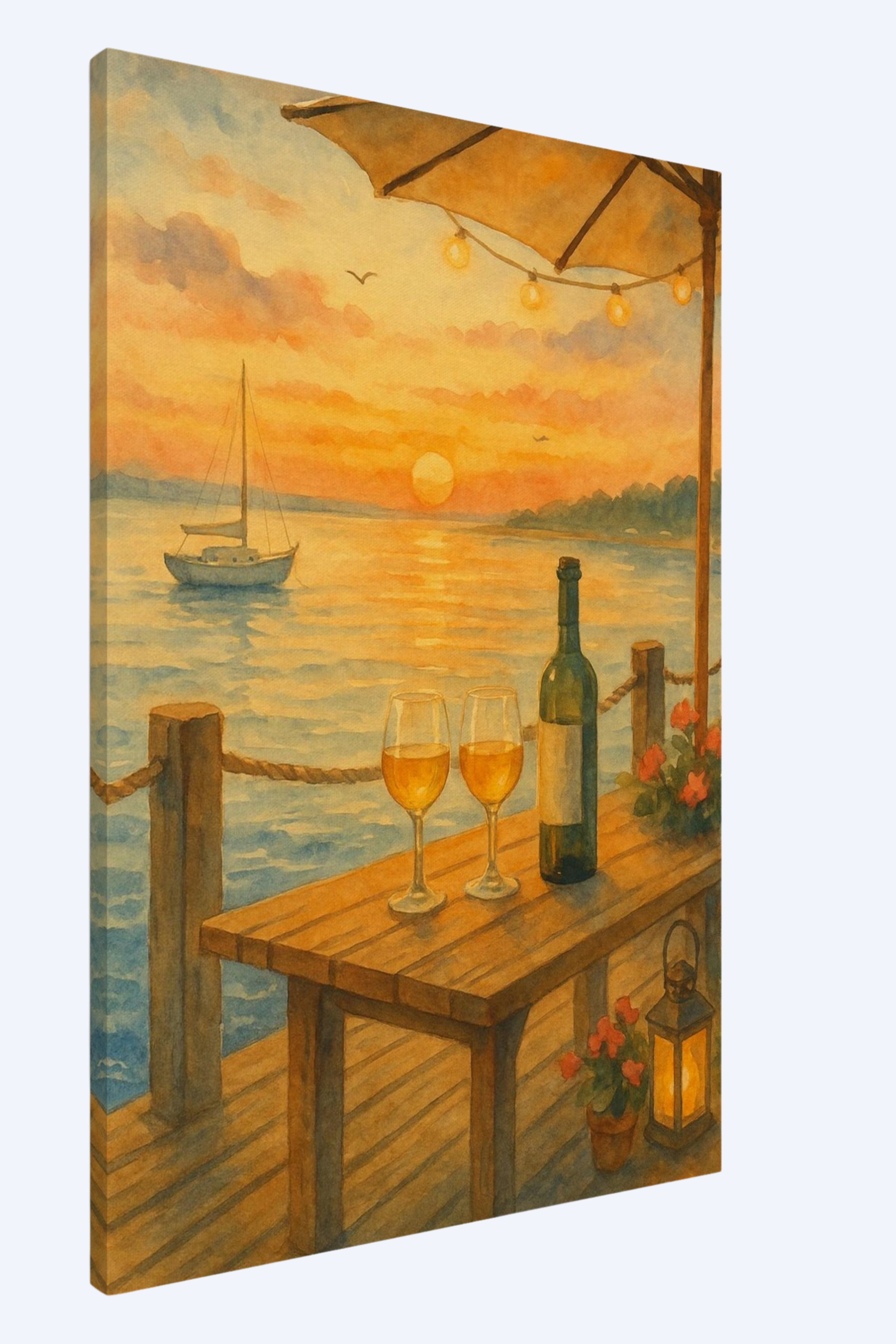 "Solnedgång vid Bryggan" - Canvas